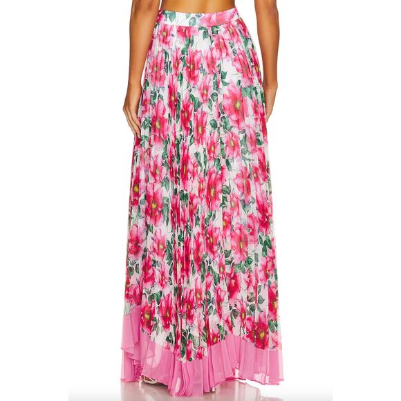 ALICE + OLIVIA Katz Sunburst Pleated Maxi Skirt High Tea Floral 2 - Picture 3 of 11
